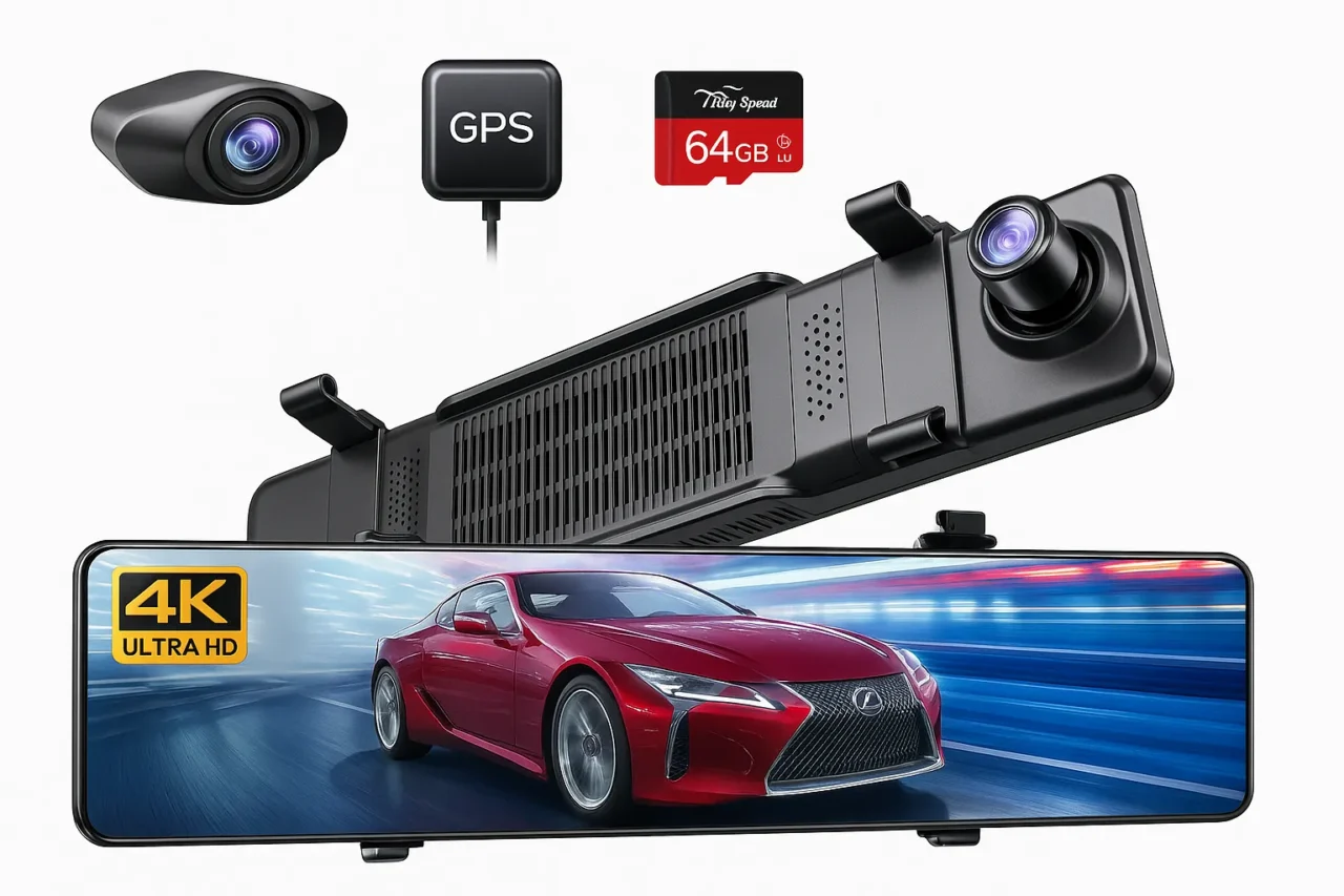 車載用4Kドライブレコーダーと付属カメラ・GPSの製品写真