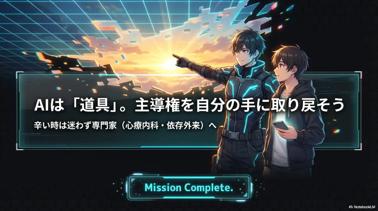 AIを道具として使いこなし自分の人生を取り戻すことを象徴するイメージ
