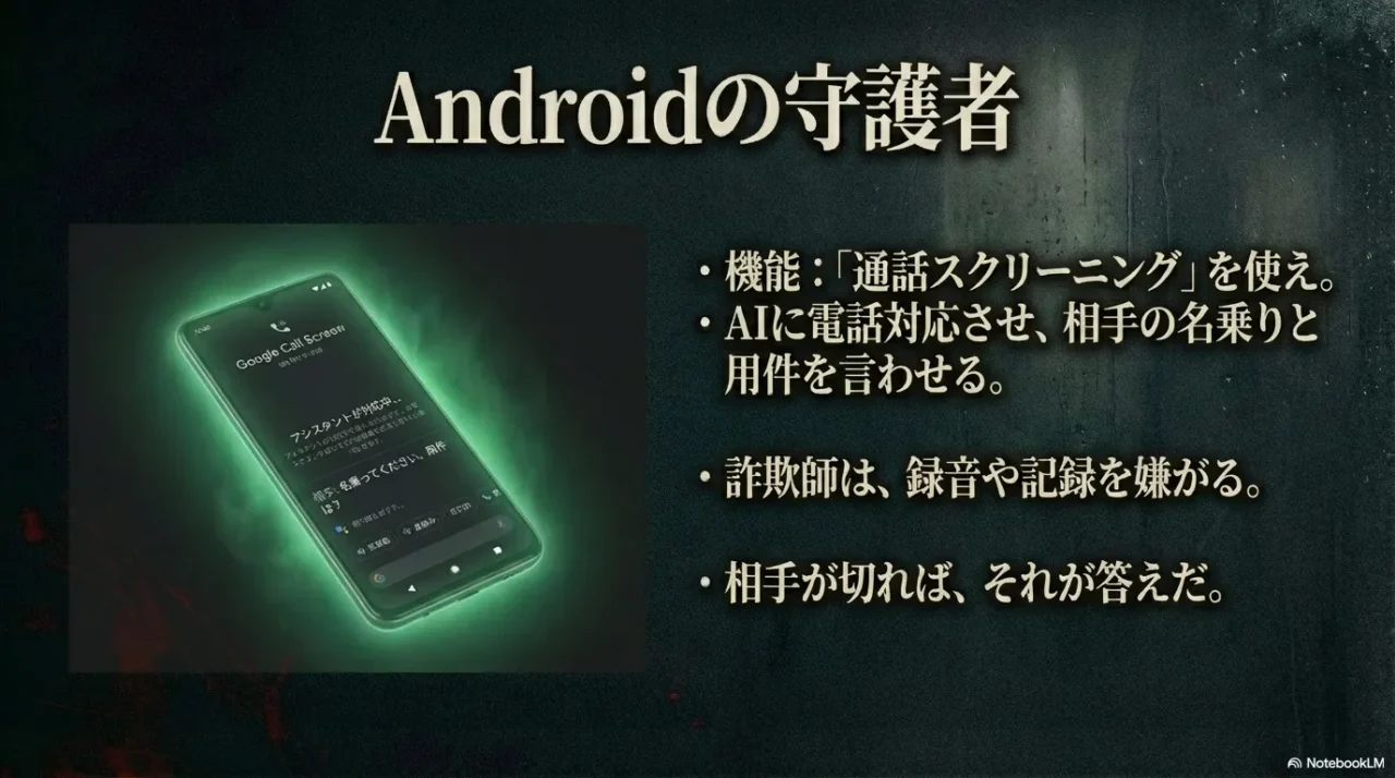 Androidの通話スクリーニングで相手の名前と用件を文字で確認