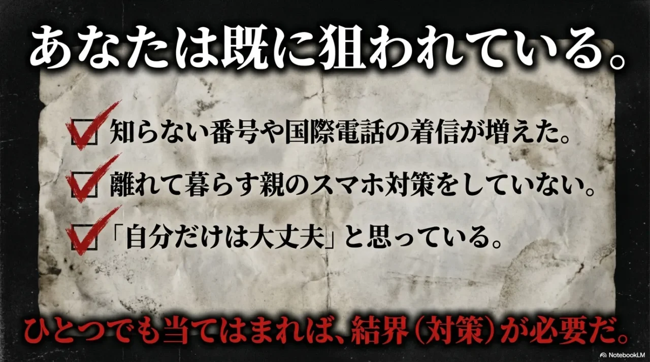 知らない番号や国際電話などAI詐欺の危険度チェック項目