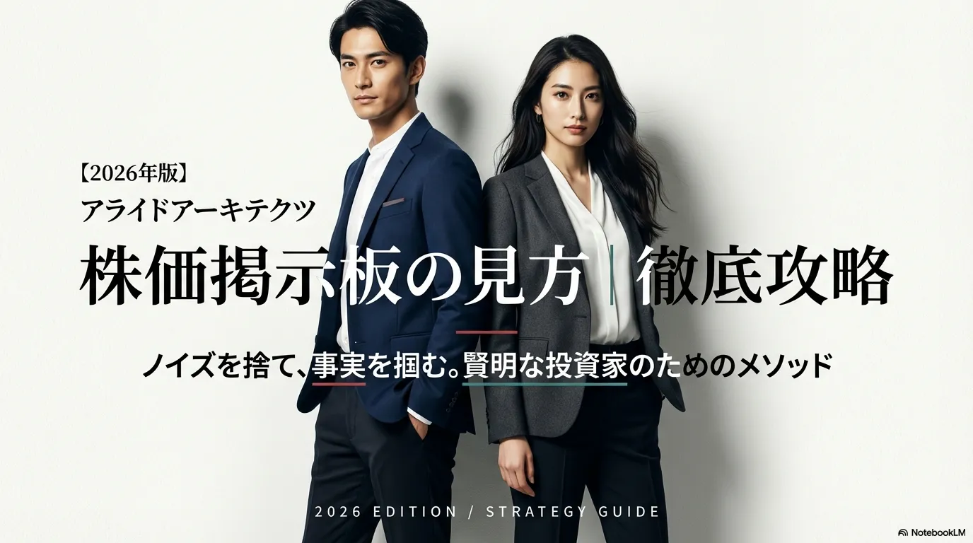 【2026年版】アライドアーキテクツの株価掲示板の見方を解説するスライド表紙