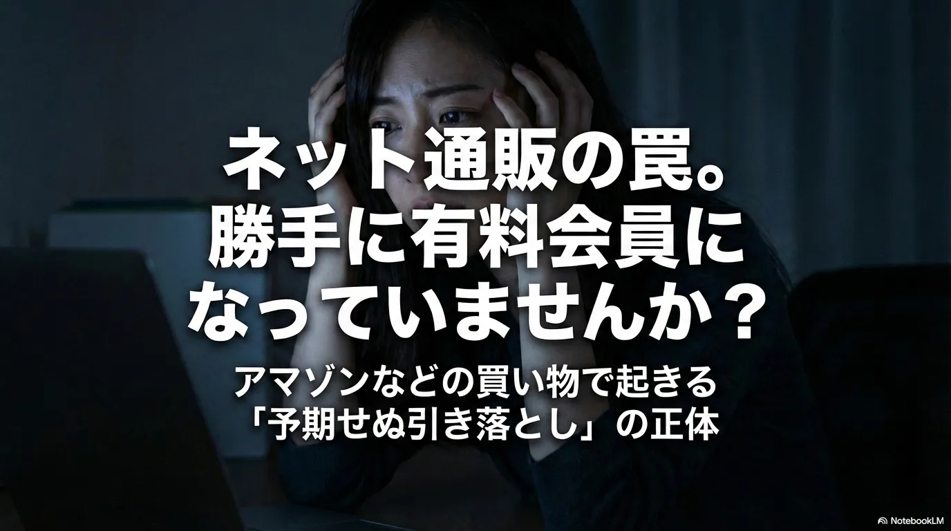 Amazonで勝手に有料会員になっていないか不安を感じる女性のイメージ画像