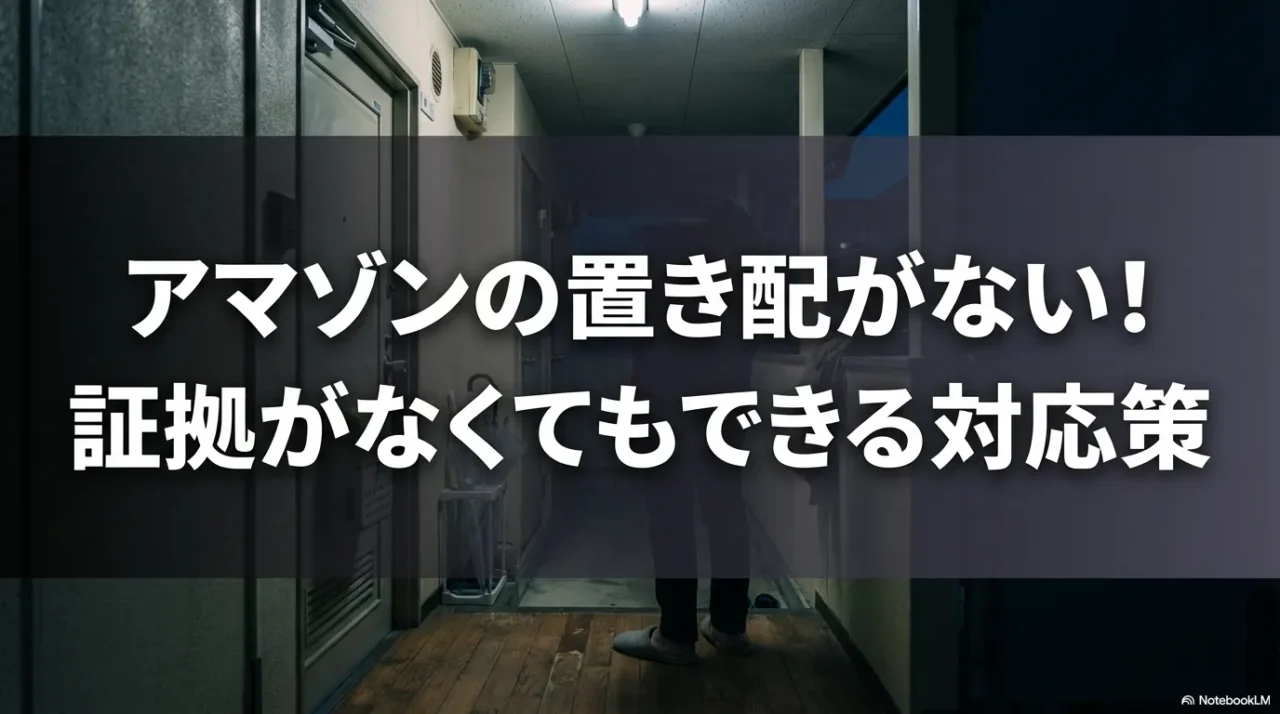 暗い廊下で置き配が見当たらず立ち尽くすイメージ