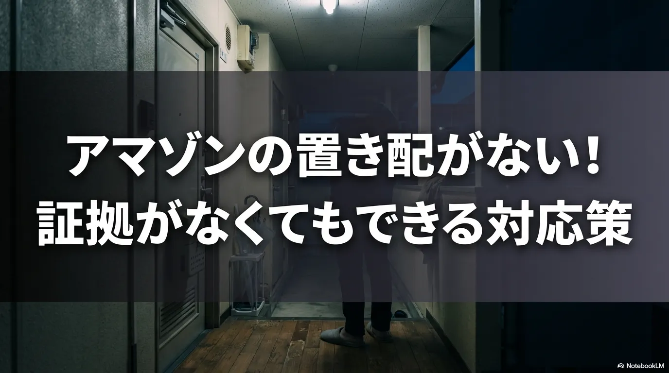 暗い廊下で置き配が見当たらず立ち尽くすイメージ