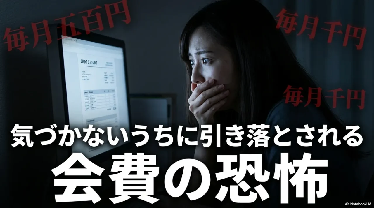 気づかないうちに毎月会費が引き落とされる恐怖を表した画像