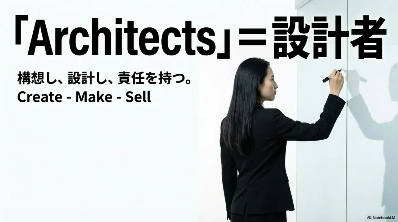 Architectsは構想し設計し責任を持つ設計者であることを示す画像