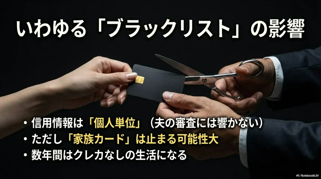 信用情報は個人単位だが家族カードは止まるなど、ブラックリストによる生活への影響