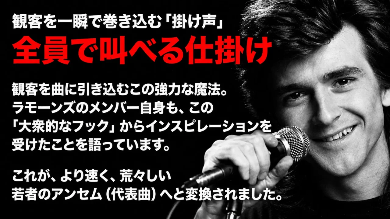 Blitzkrieg Bopの全員で叫べる掛け声の強さを説明する画像