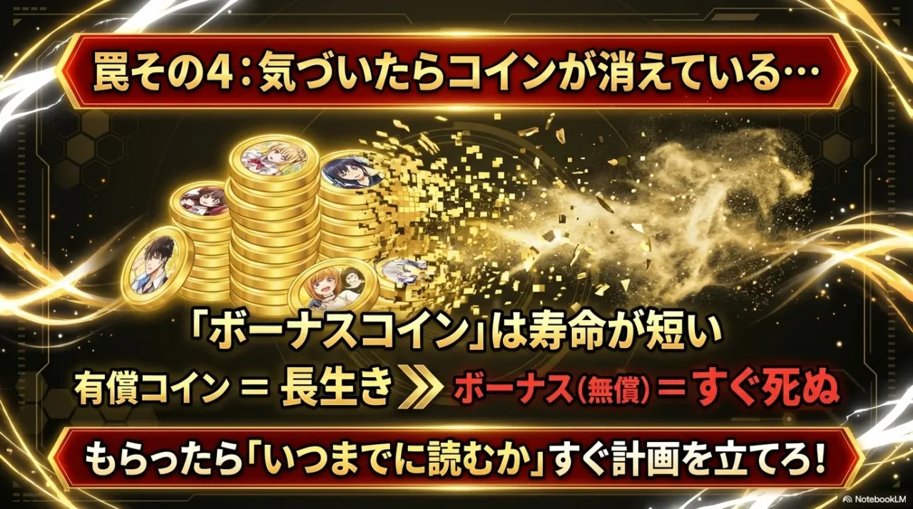 ボーナスコインの有効期限が短いことによる消失リスクと計画的な消費の解説