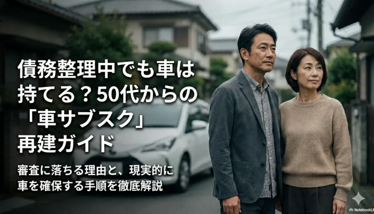 債務整理中でも車は持てる？40代からの車サブスク再建ガイド。審査落ちの理由と車を確保する手順。
