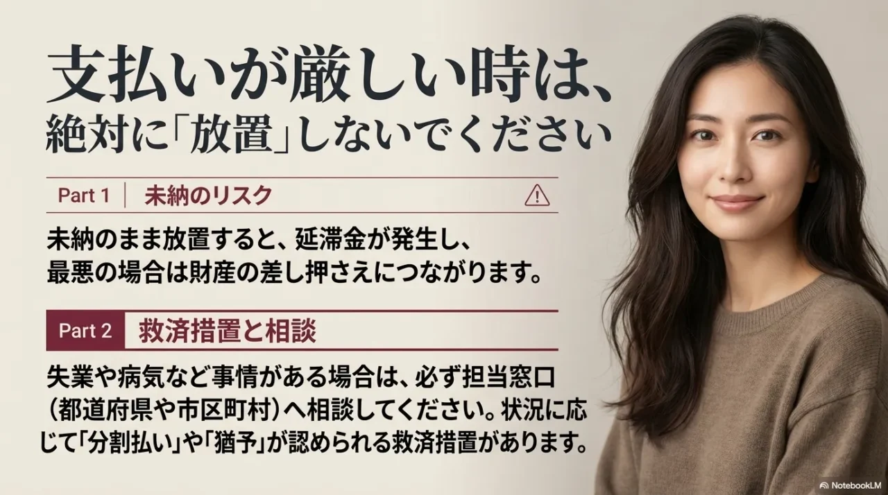 自動車税を払えないときは放置せず相談すべきことを伝える画像
