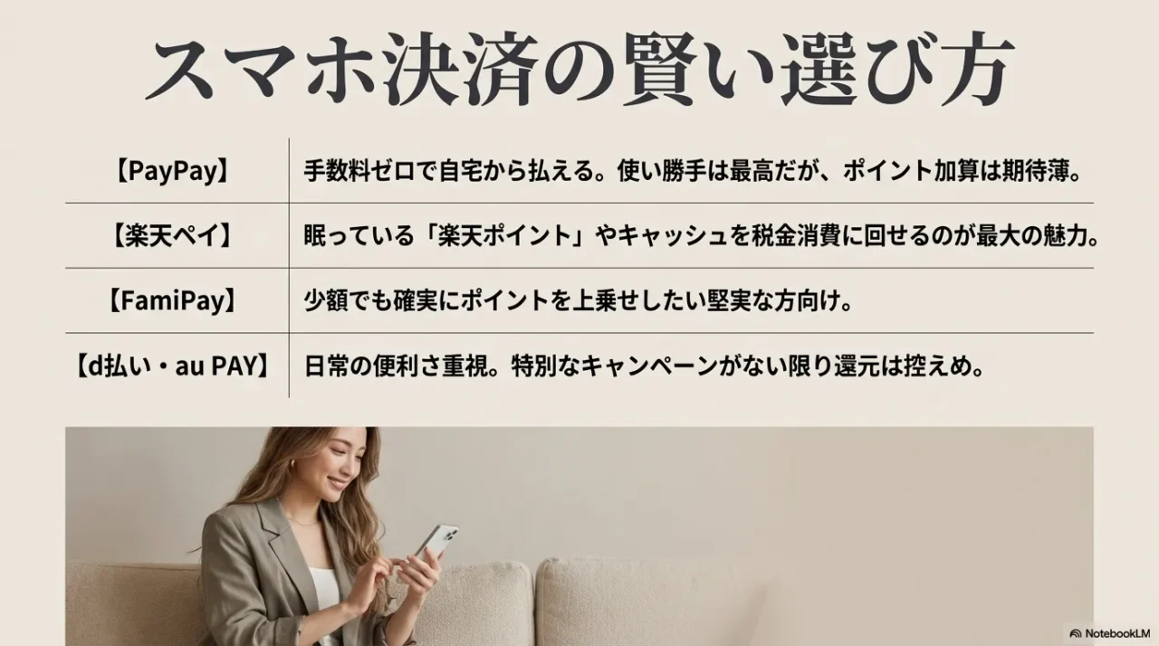 自動車税で使うスマホ決済アプリの選び方を比較した一覧画像