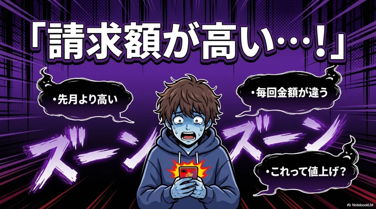 請求額が先月より高い、毎回金額が違うと不安になる様子