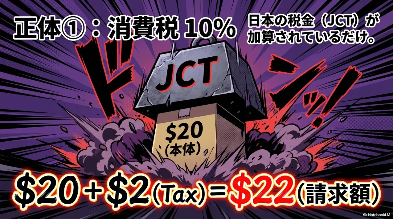 JCT10%で20ドルが22ドル相当になる計算例を示す画像