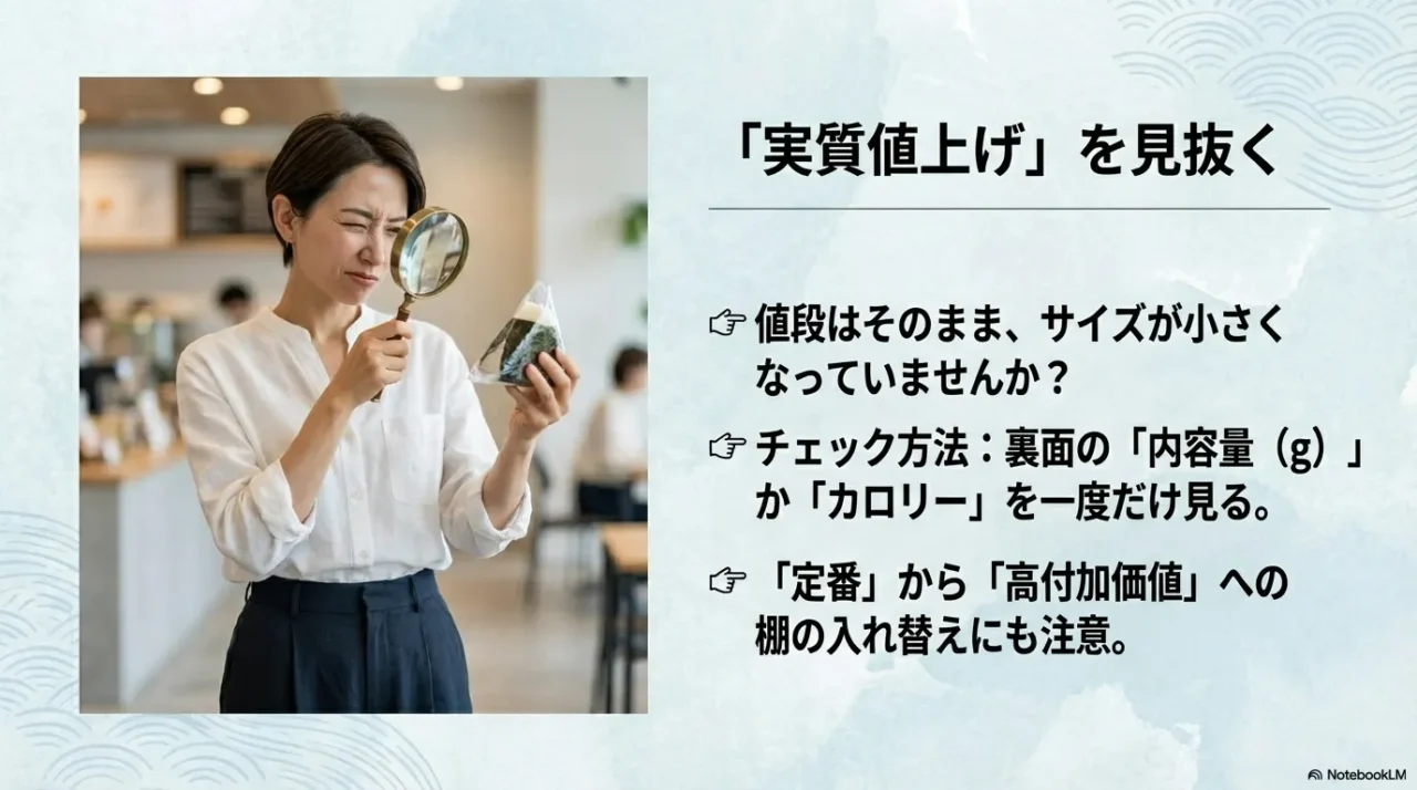 おにぎりの内容量やカロリーを確認して実質値上げを見抜く方法のチェックリスト