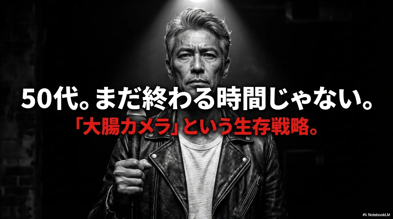 50代が大腸カメラを生存戦略として捉える導入スライド