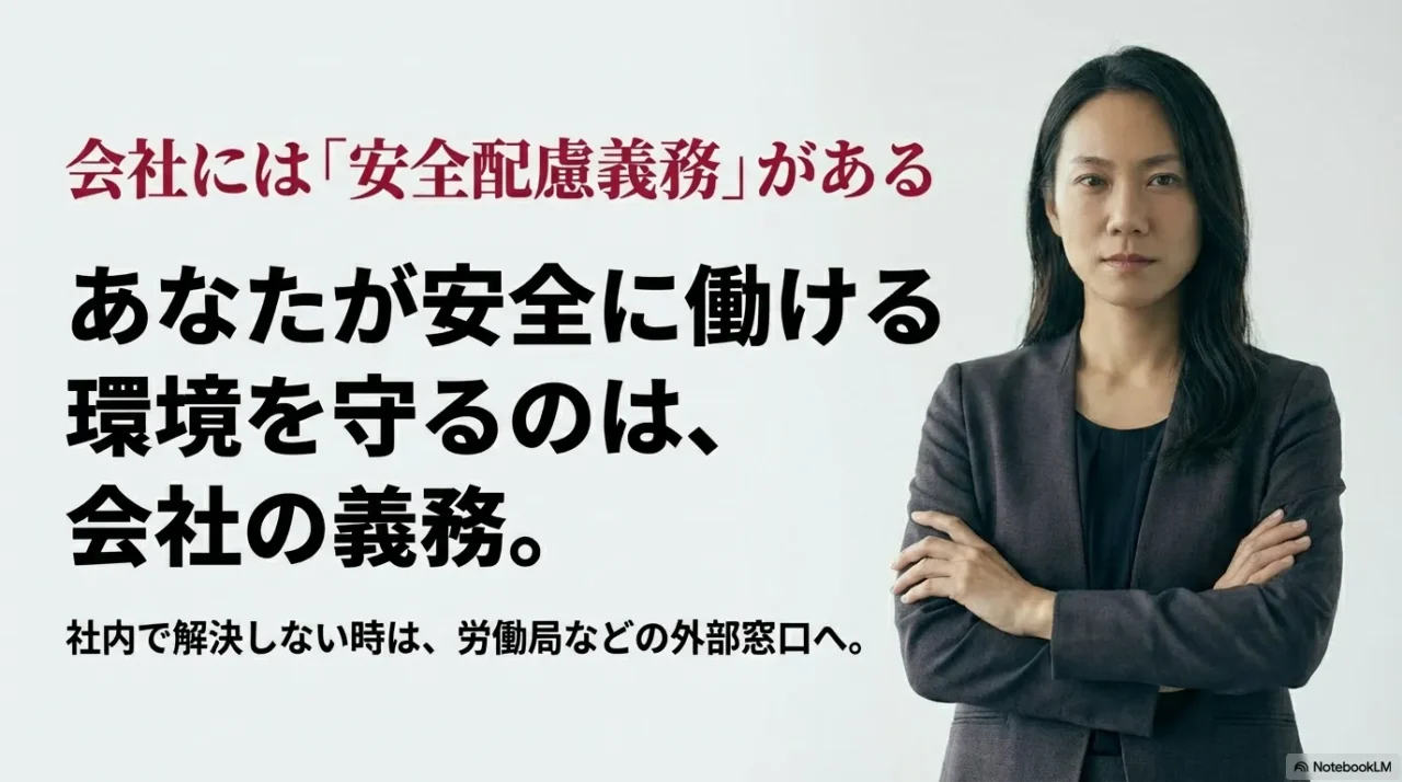 会社には安全配慮義務があり働く環境を守る責任があることを示すイメージ