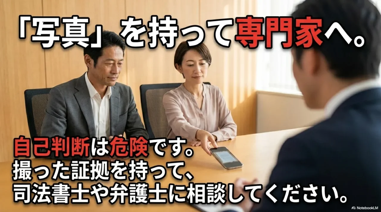 撮影した督促状の証拠写真を持って司法書士や弁護士へ相談