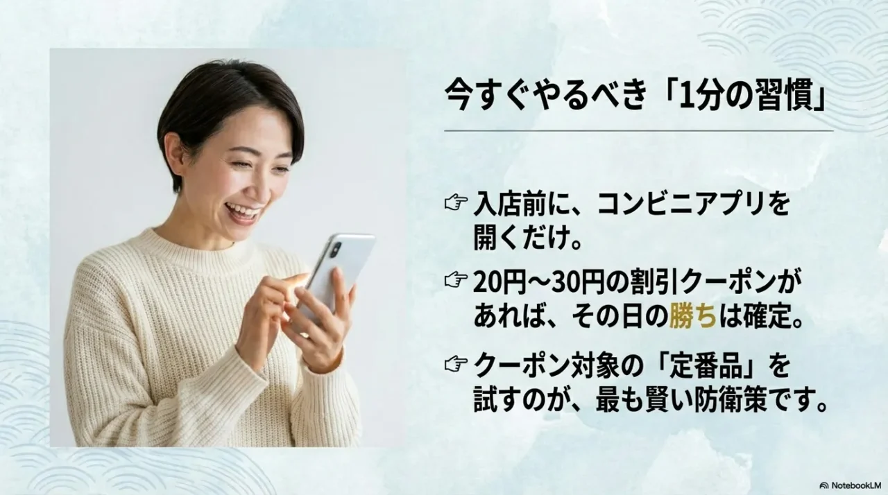 コンビニアプリのクーポンを確認しておにぎりを賢く安く買うための習慣