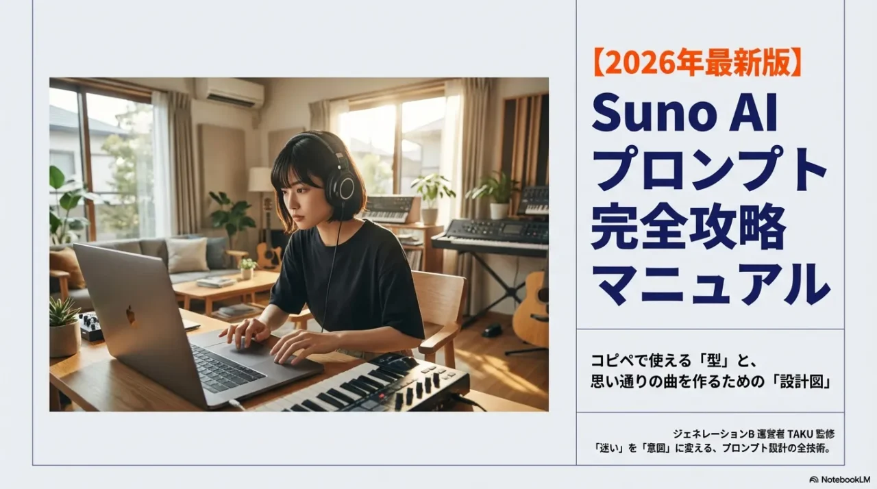 2026年最新版Suno AIプロンプト完全攻略マニュアル表紙