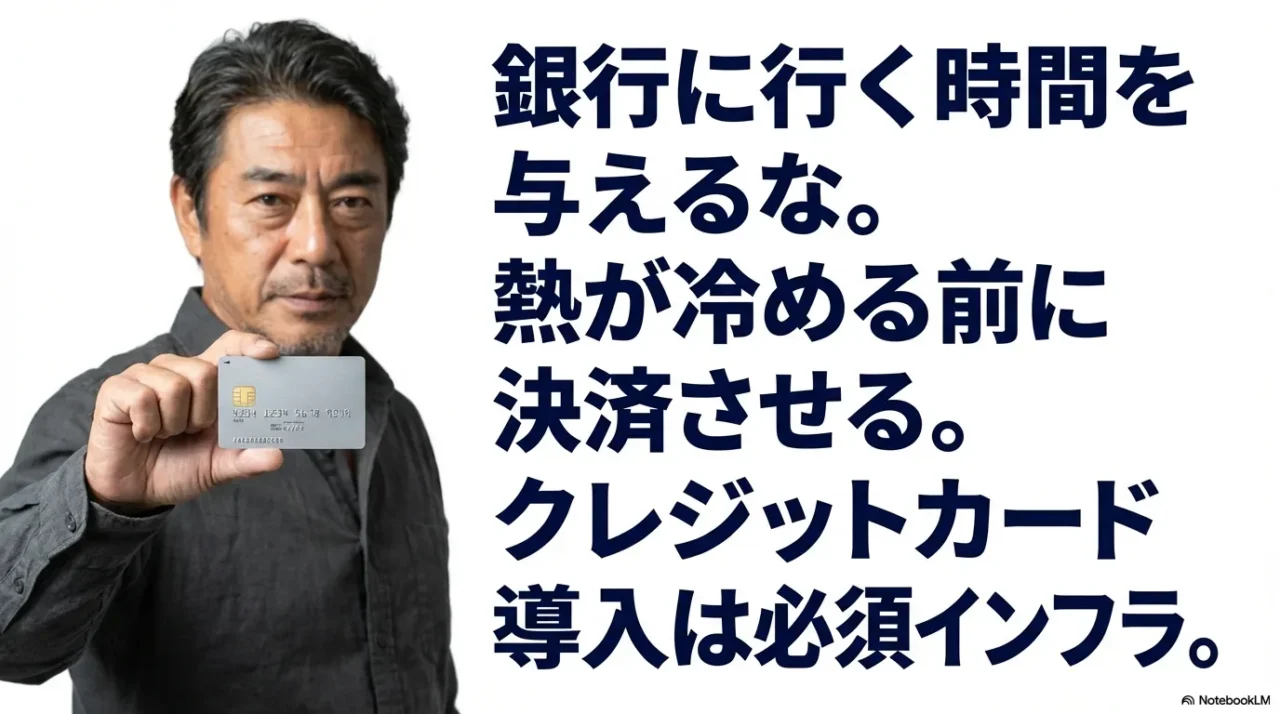 クレジットカードを提示する男性