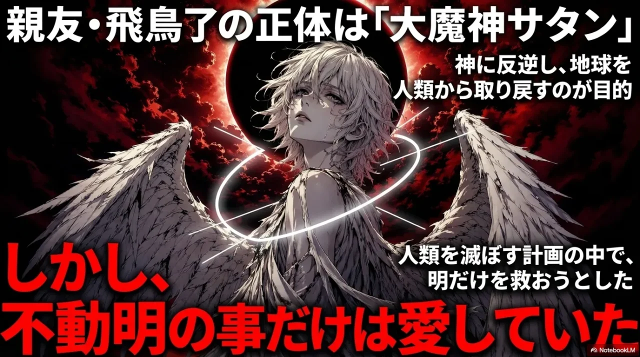 デビルマン5巻で飛鳥了の正体が大魔神サタンだと明かされることを示した画像