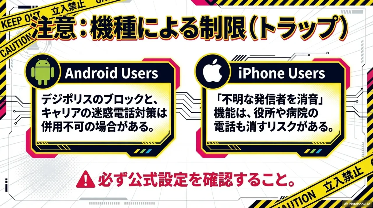 OS別の機能制限と注意点スライド