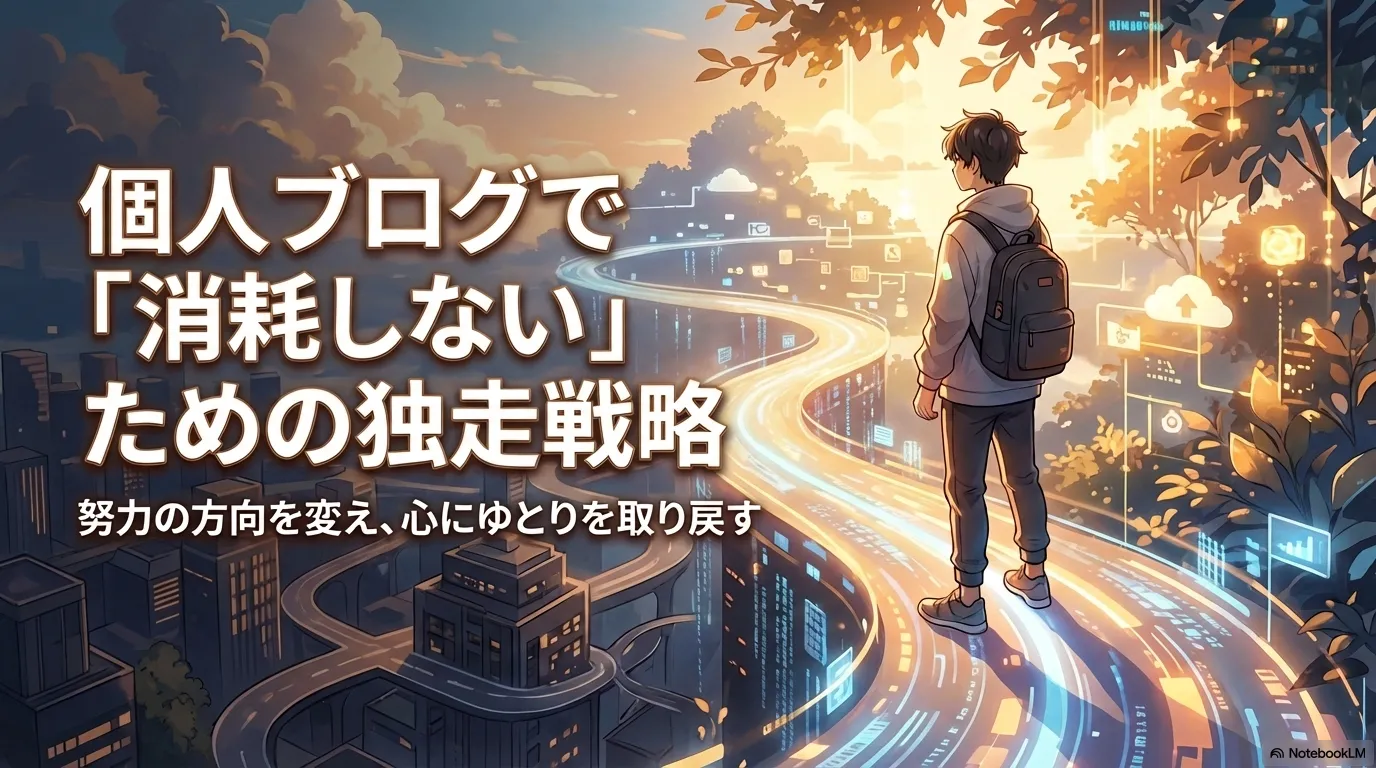 個人ブログで消耗しない独走戦略を示すタイトル画像