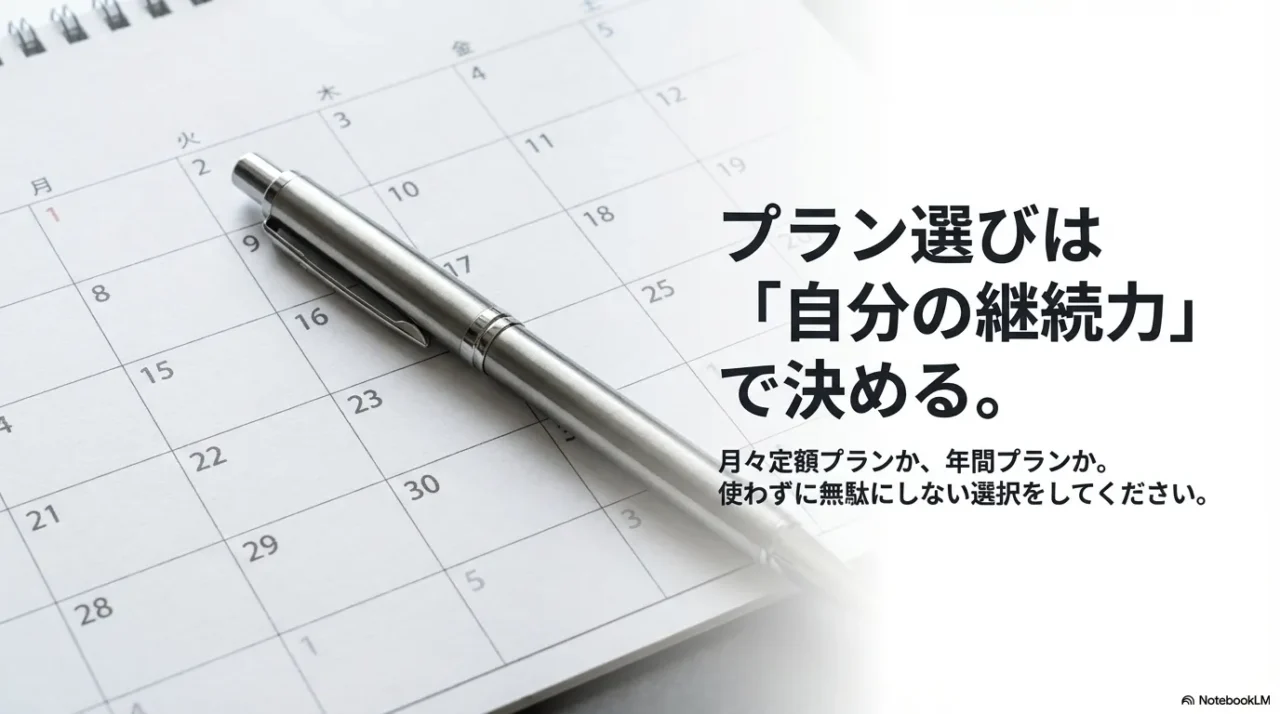 月額か年間かは自分の継続力で決めるという画像