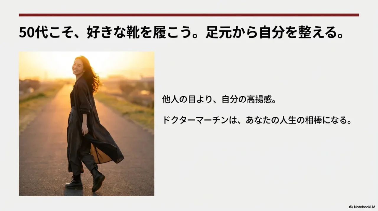 50代こそ好きな靴を履こう。他人の目より自分の高揚感を大切に。ドクターマーチンはあなたの人生の相棒になる。