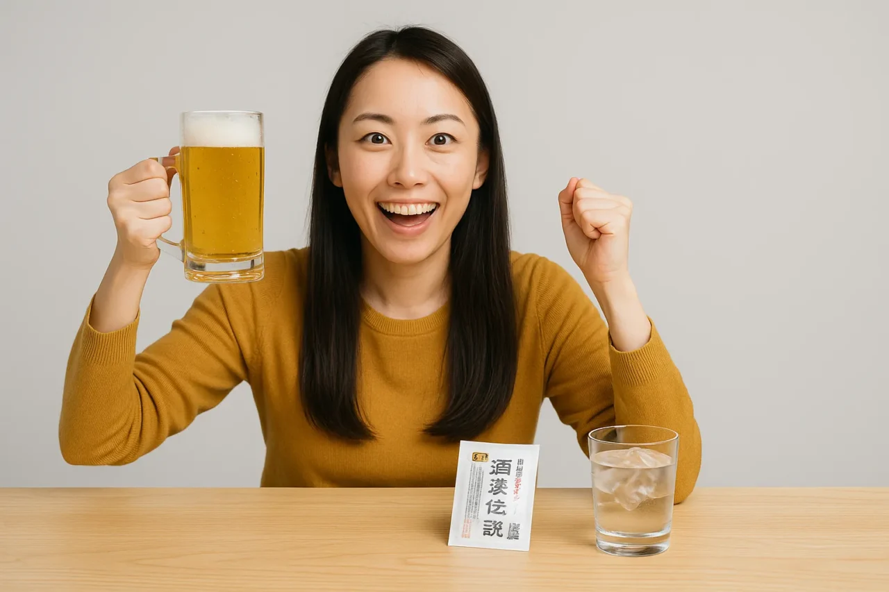 酒豪伝説を飲んで酔わずにお酒を楽しむ日本人女性の写真