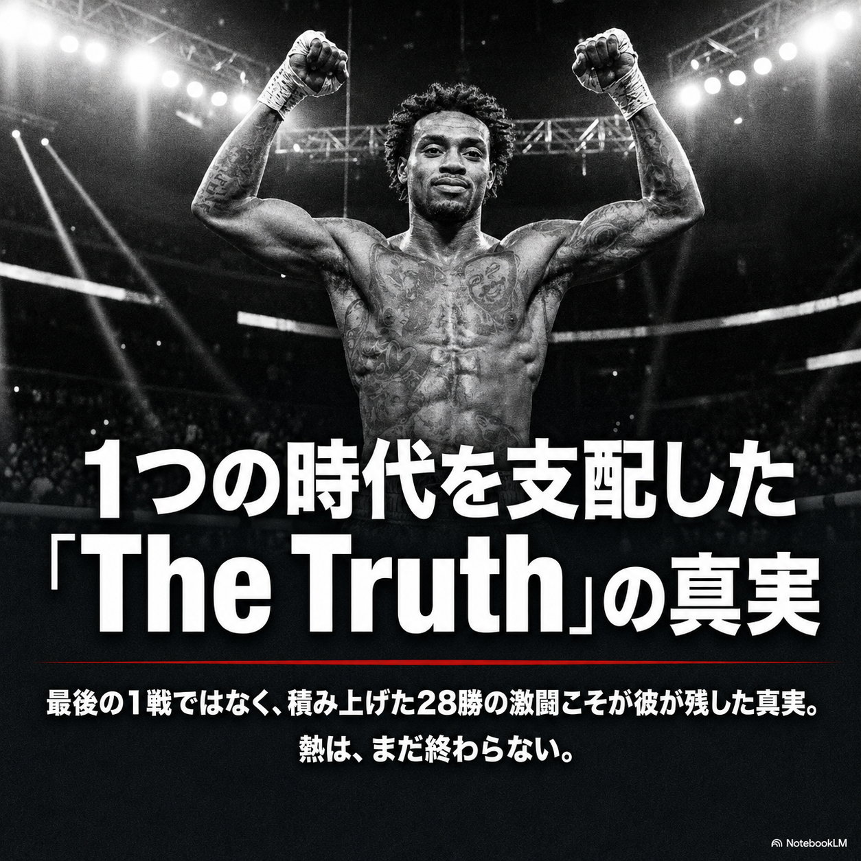 両腕を上げて勝利を喜ぶエロール・スペンスの写真に「1つの時代を支配した『The Truth』の真実」という見出しを重ねた、記事のまとめ用画像