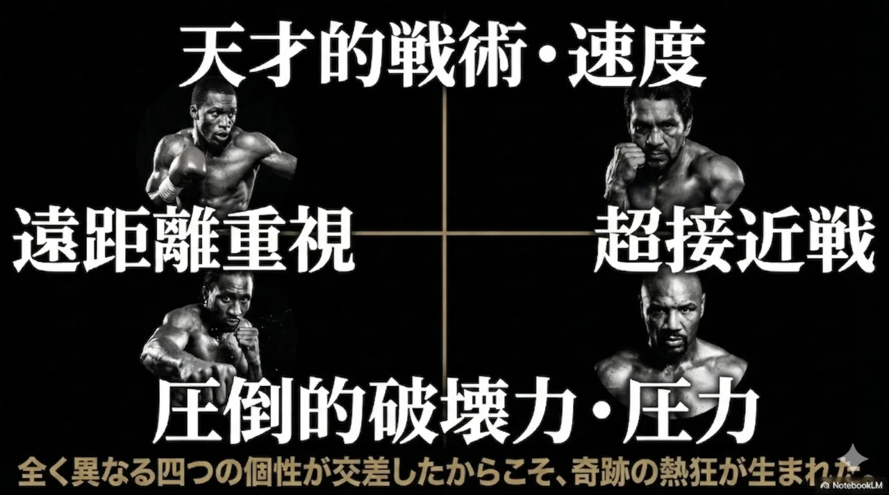 Four Kings4人の戦術と強みの違いを比較した画像