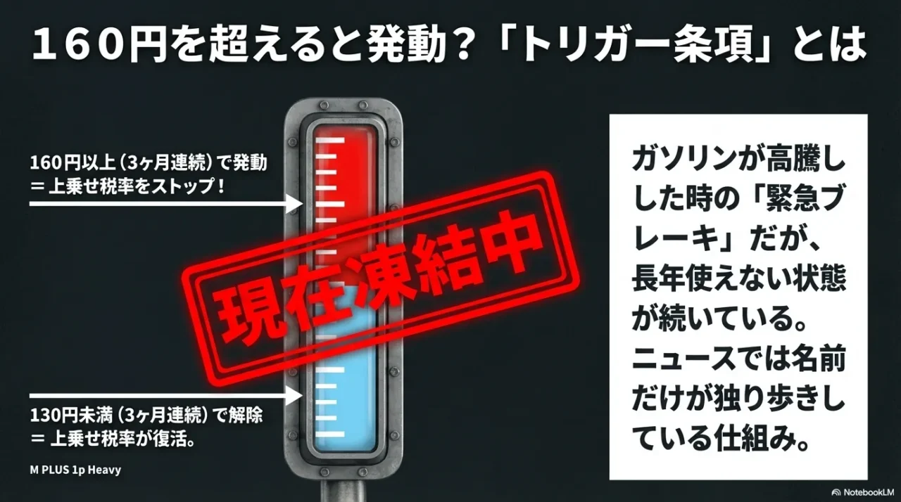 160円で発動し130円未満で解除されるトリガー条項が現在凍結中であることを示す