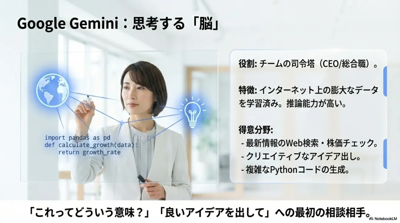 Gemini AdvancedのDeep Research機能によって生成された、詳細かつ網羅的な市場調査レポートのキャプチャ画面。