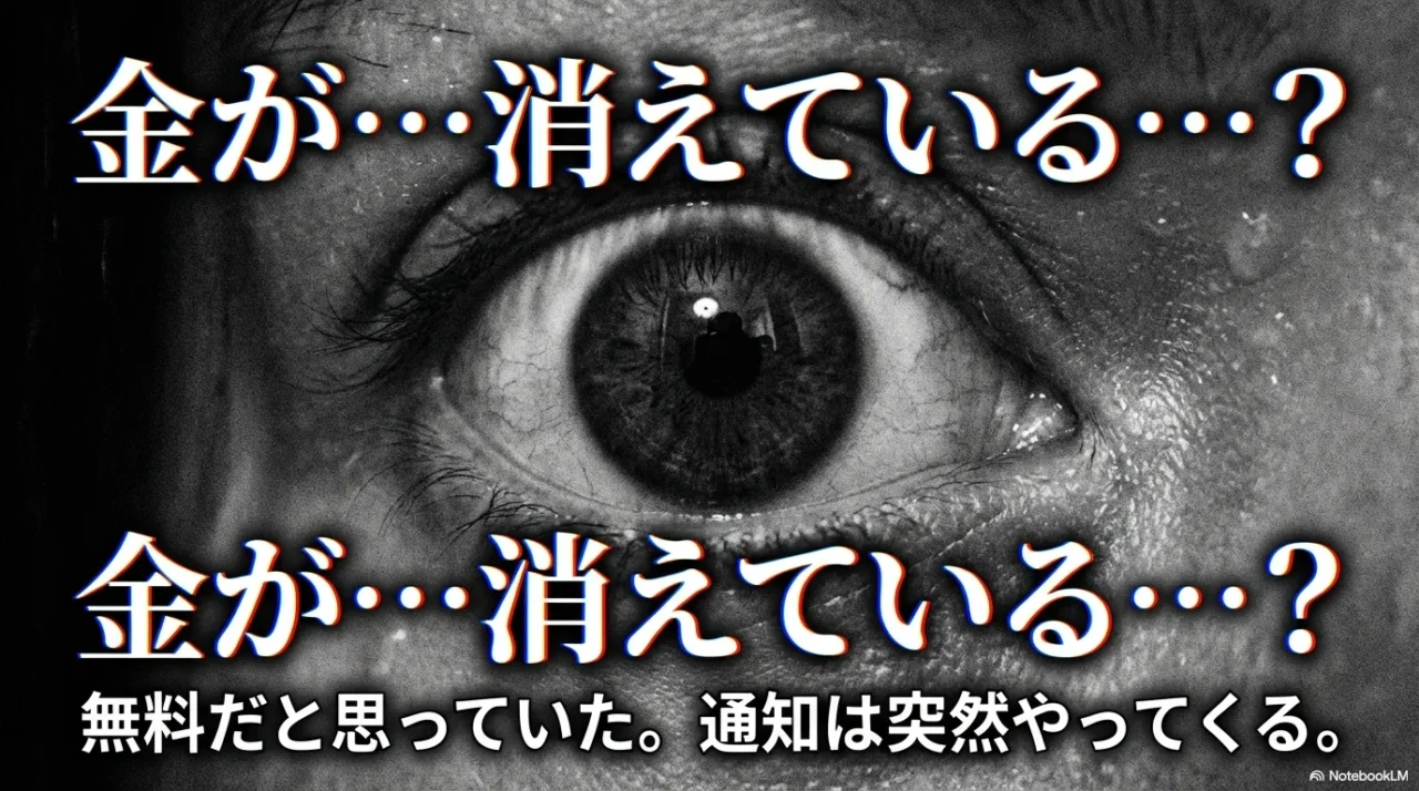 金が消えている不安を訴えるホラー調のイメージ