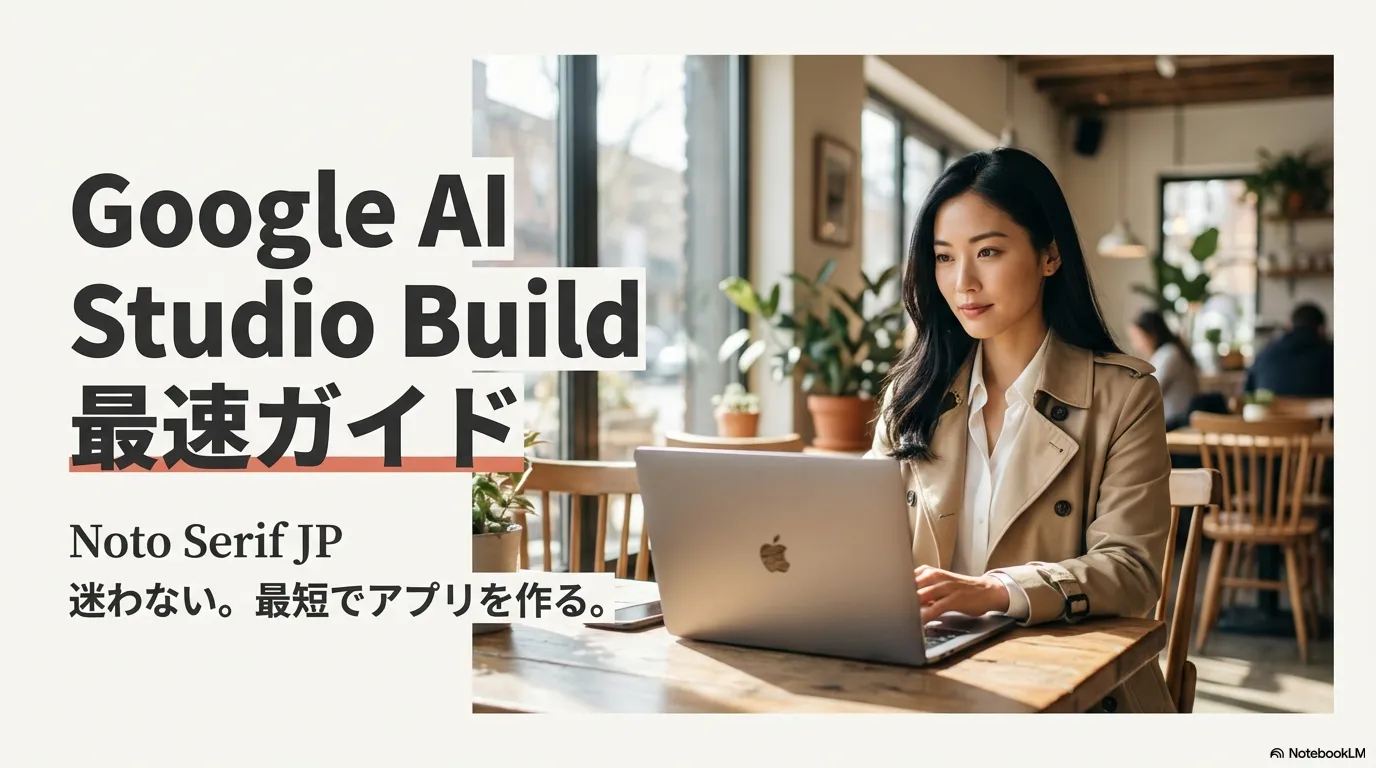 Google AI Studio Build 最速ガイドの表紙スライド