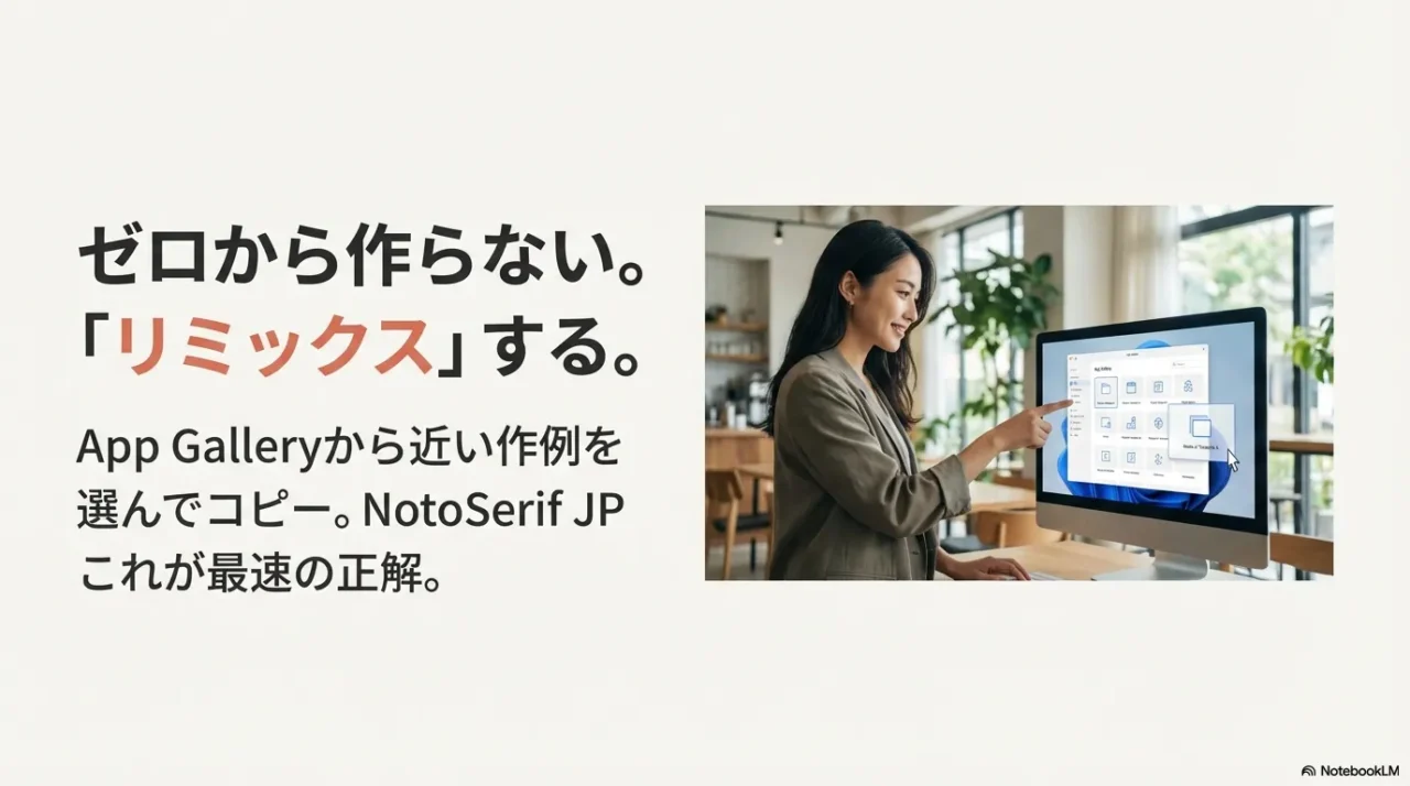 App Galleryの作例をコピーしてRemixするのが最速というスライド