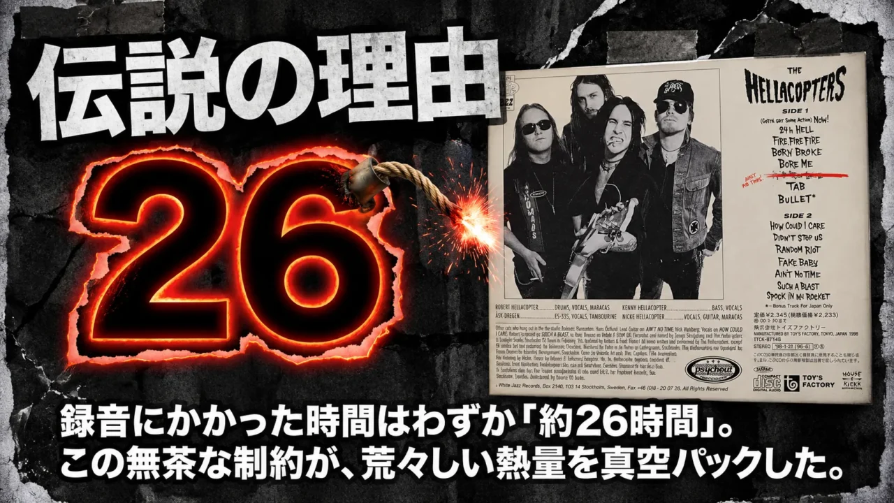 26時間という短期間で録音されたヘラコプターズのデビューアルバムを解説する画像