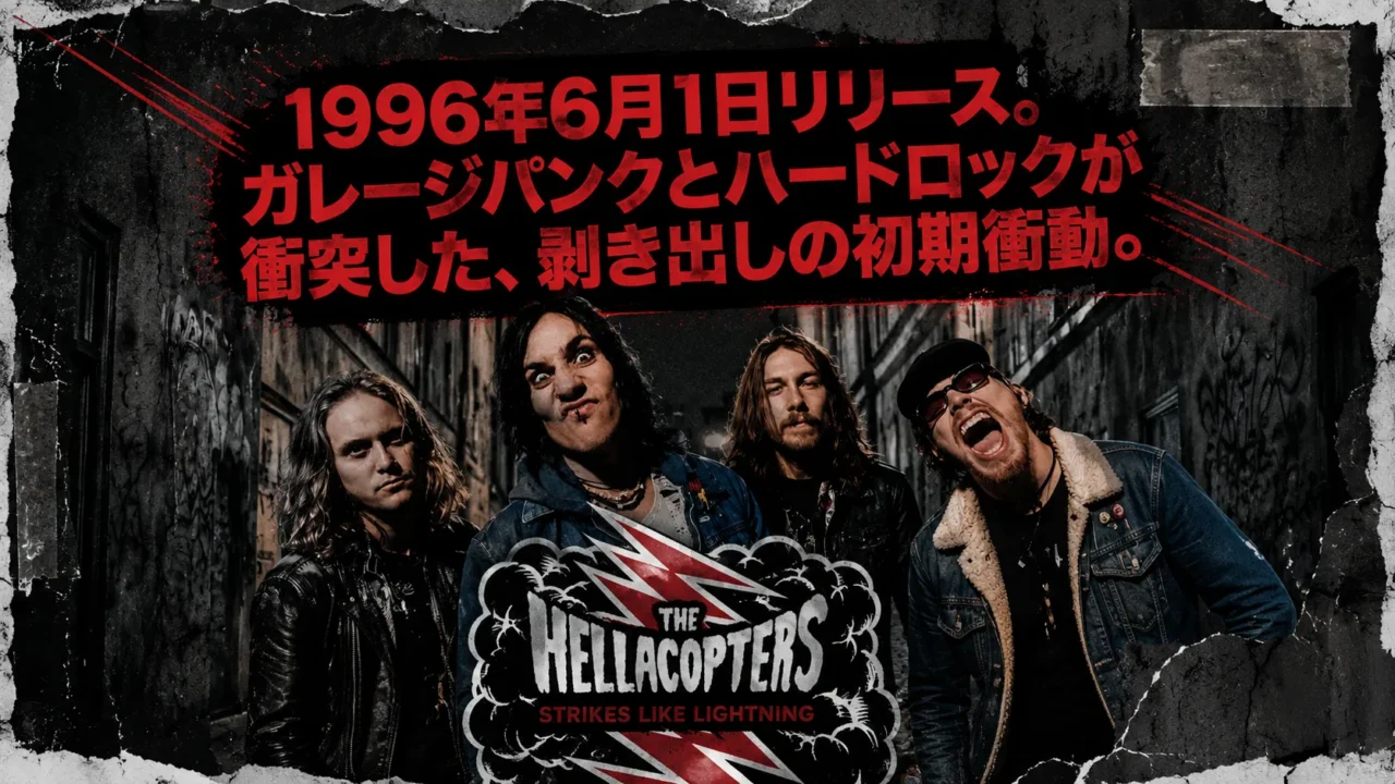 1996年6月1日にリリースされたヘラコプターズのデビューアルバムを紹介する画像