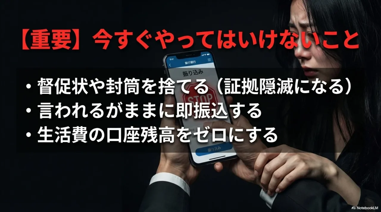 督促状の破棄や生活費の残高をゼロにするなど、借金発覚時に今すぐやってはいけない行動一覧