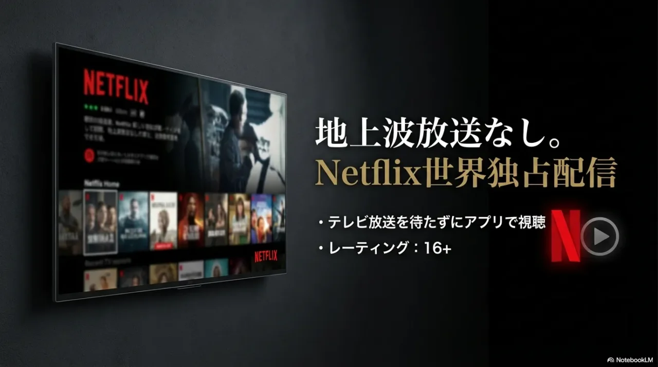 地獄に堕ちるわよは地上波放送なしでNetflix世界独占配信になることを示すイメージ