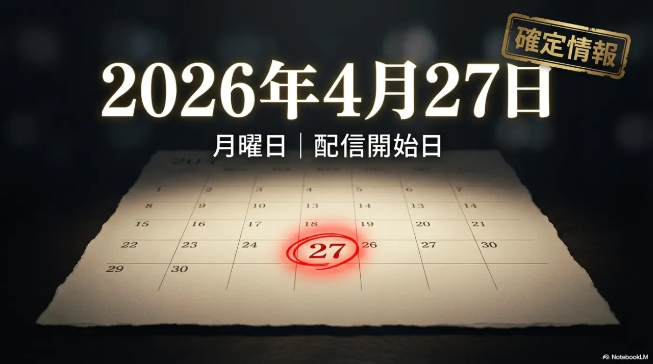 地獄に堕ちるわよの配信開始日が2026年4月27日であることを示すカレンダー