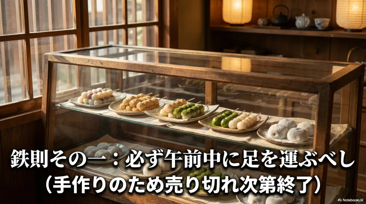 売り切れ前に早めの来店を促す大福屋の甘味イメージ