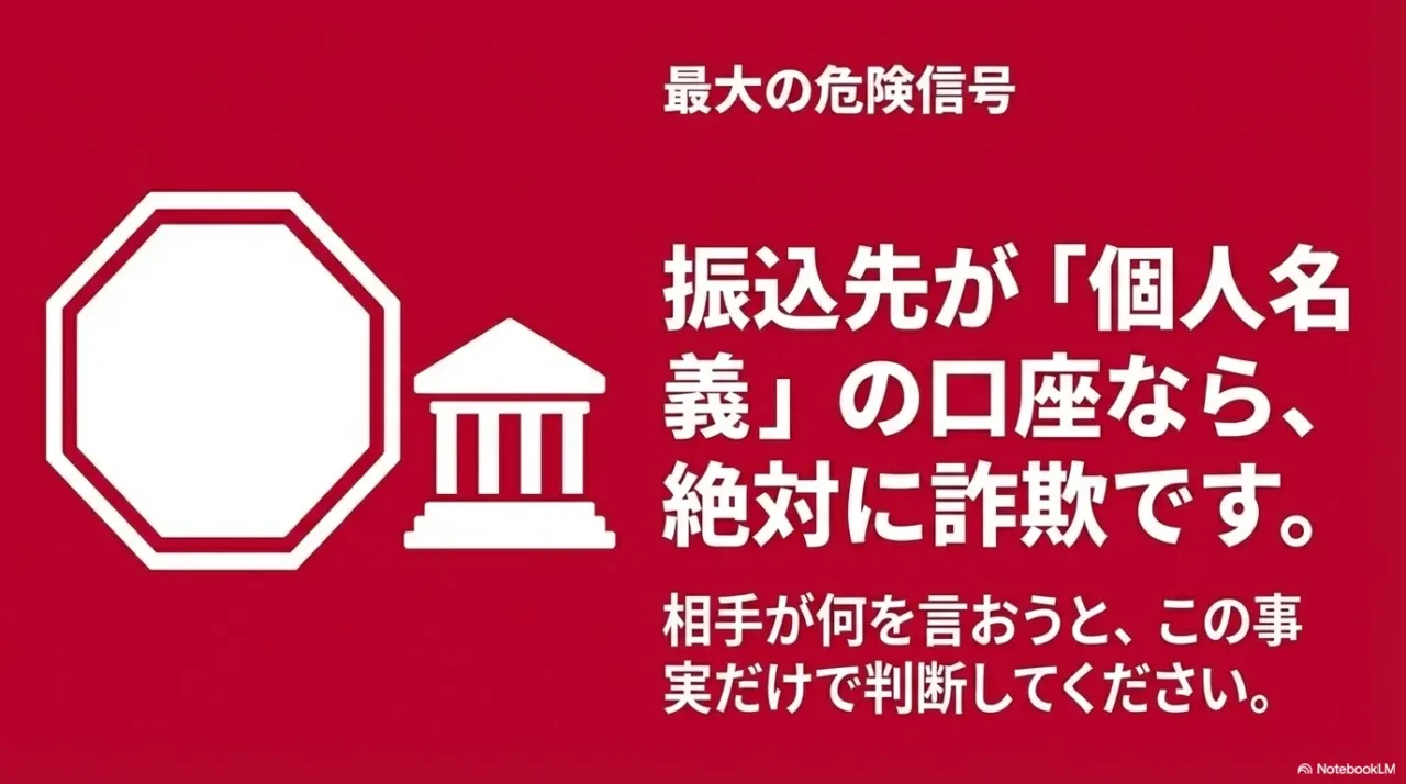 投資詐欺で個人名義口座へ振込を求められる危険性