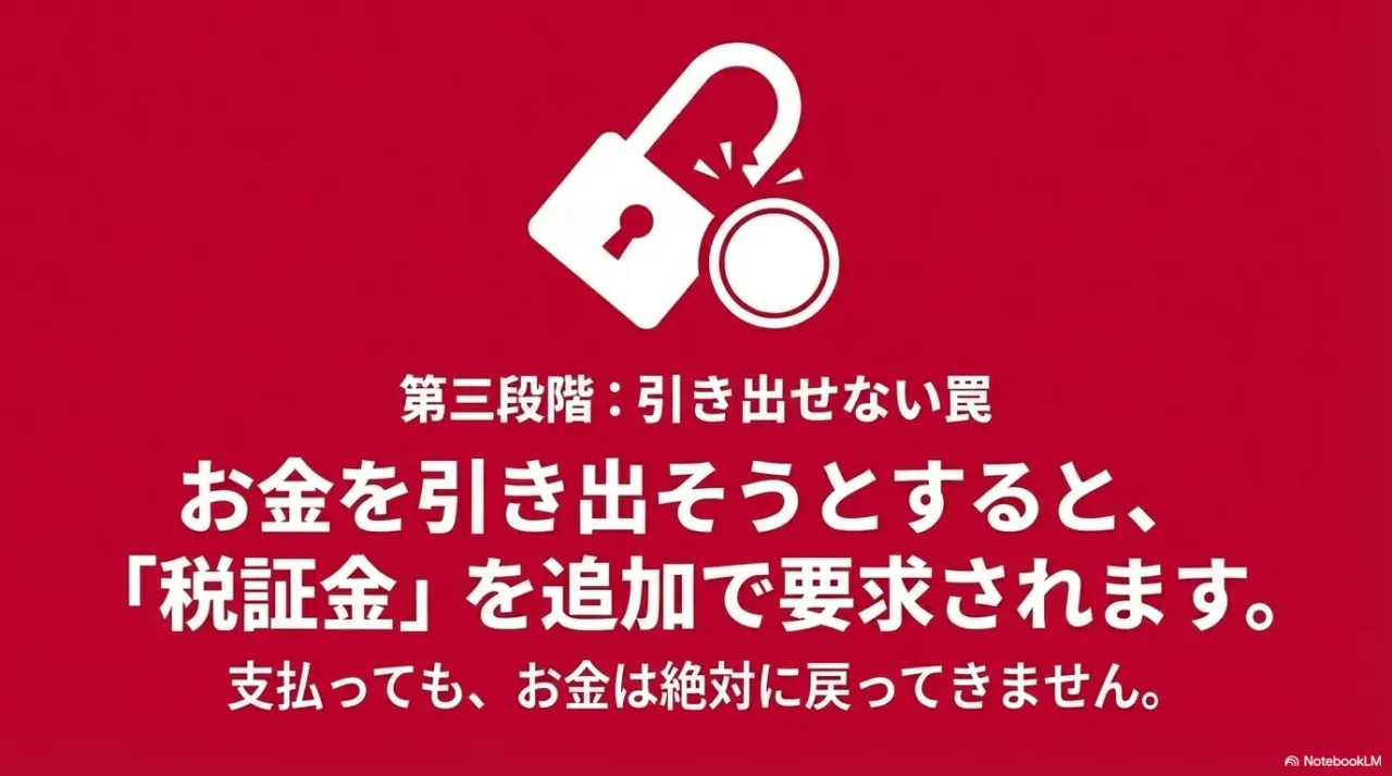出金の際に税金や手数料など追加費用を要求される投資詐欺