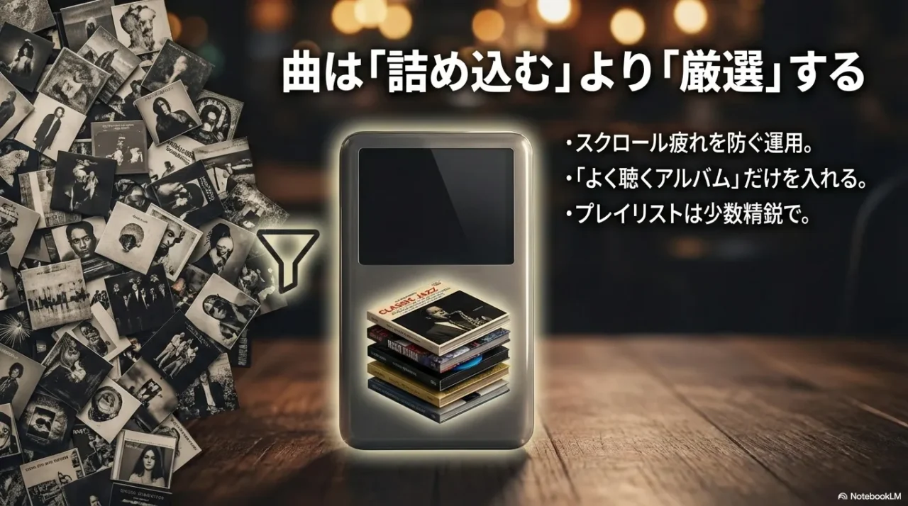 曲を詰め込みすぎず厳選する運用のイメージ