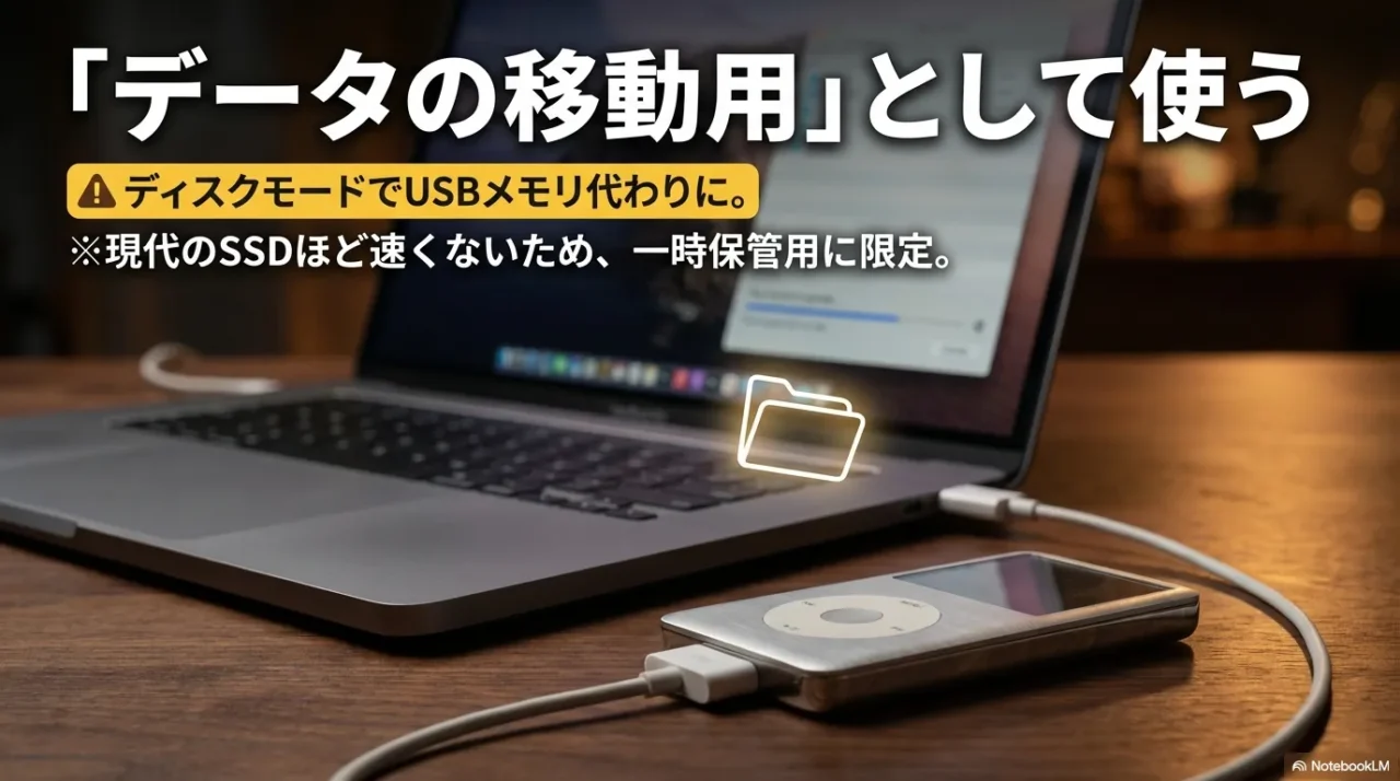 iPod classicを外付けストレージとして使うイメージ