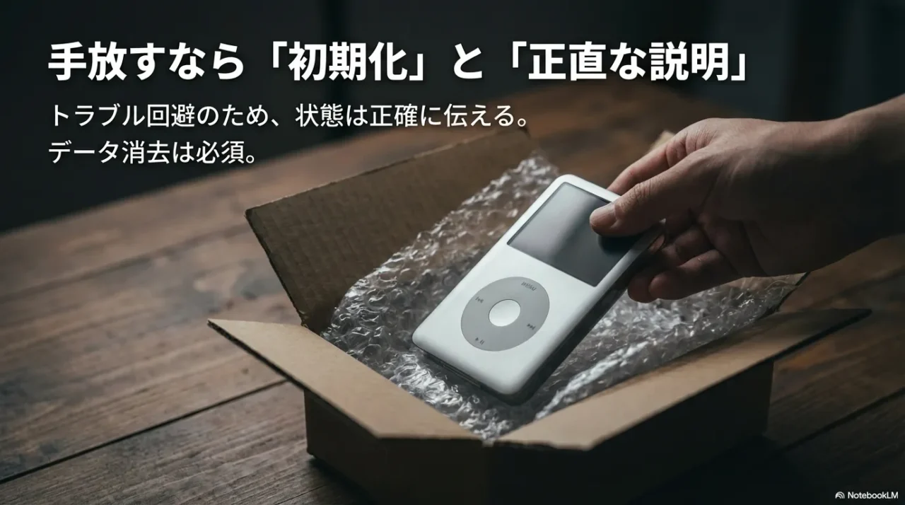 売却時に初期化と正直な説明が重要なイメージ