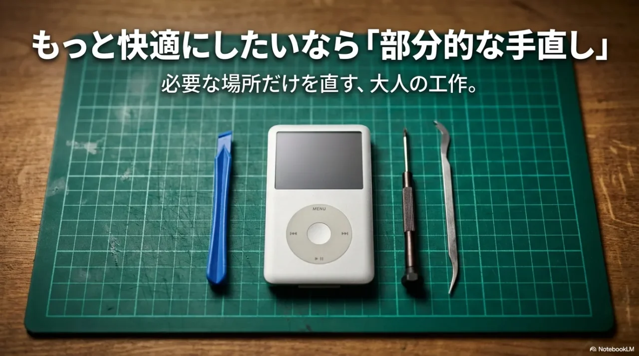 必要な部分だけ直して快適にする改造方針のイメージ